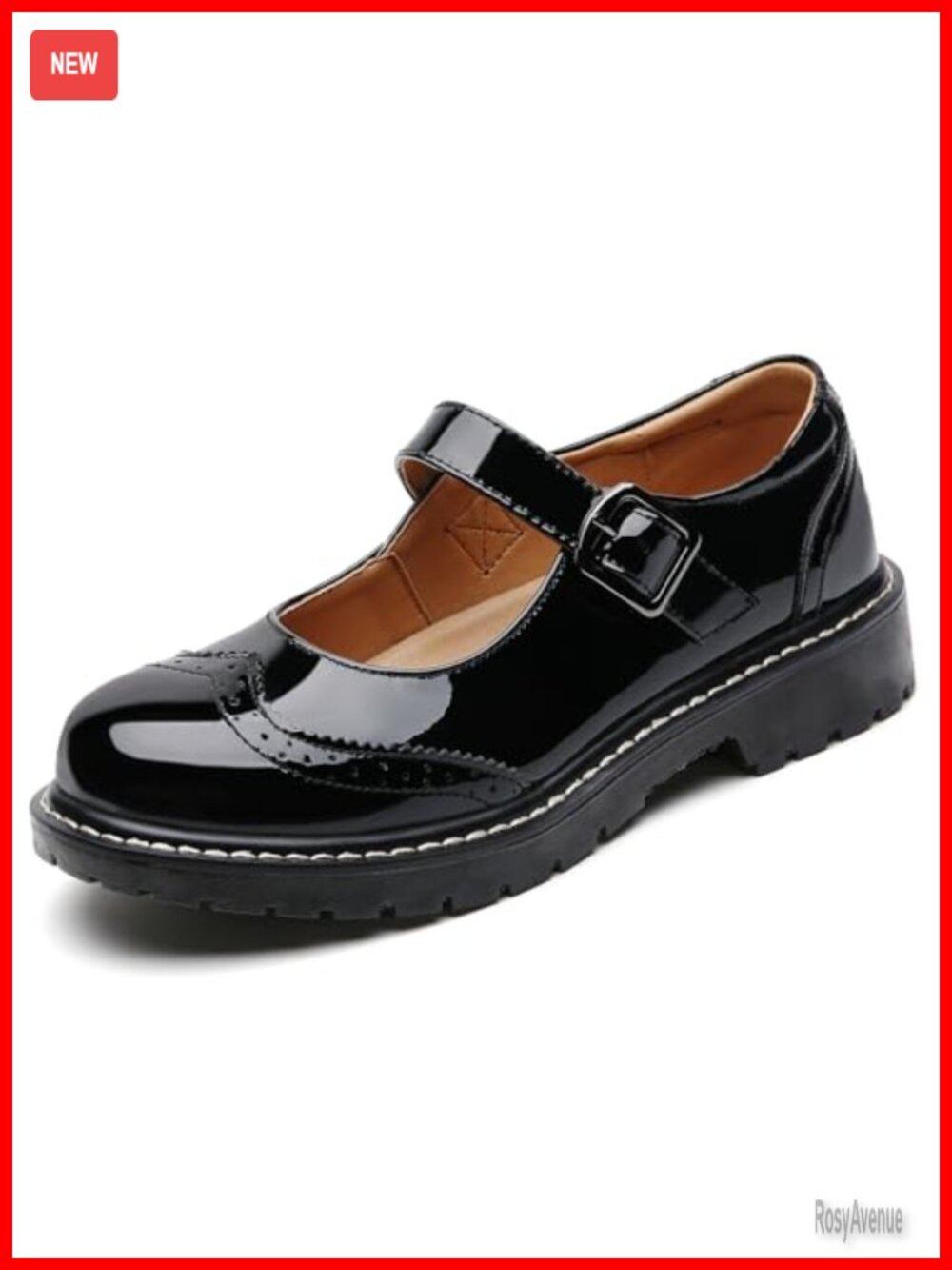 Mary Jane Flats Patent Leather Round Toe Non-Slip Oxford Shoes